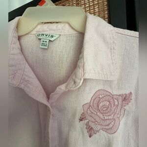 Orvis Women's Light Pink Floral Button Down Shirt